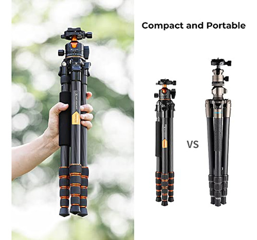 Trípode De Cámara K&f Concept De Fibra De Carbono De 62 PuLG