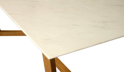 Mesa Arpeggio Vidrio Diseño Carrara Simil Marmol 200x100