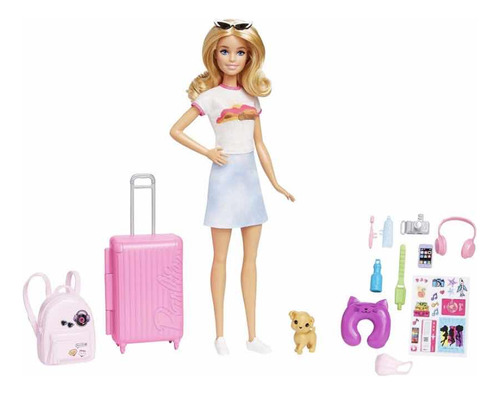 Muñeca Barbie Viajera Con Accesorios 30cm Original