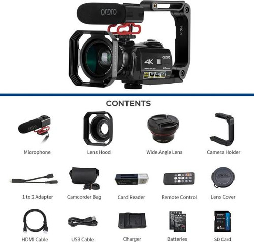 Ordro Ac3 Ultra Hd 4k Camcorder Câmera De Vídeo Com Zoom Di