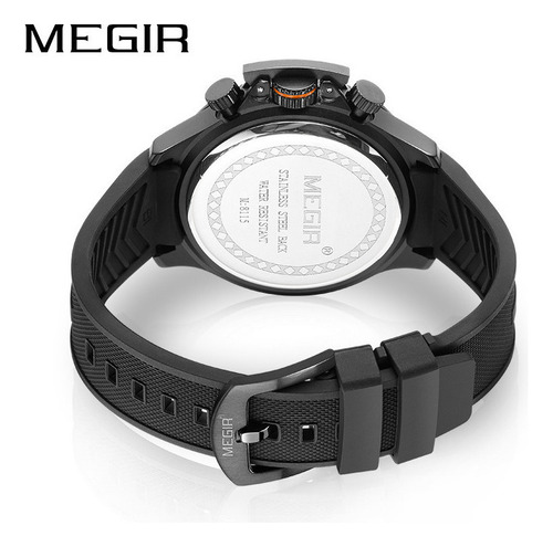 Reloj pulsera Megir 8115G con correa de silicona color blanco - bisel negro