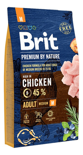 Alimento Brit Brit Premium by Nature Adult Medium para perro adulto de raza mediana sabor pollo en bolsa de 15kg