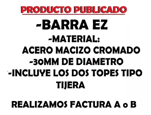 Producto: Barra EZ cromada DIAM: 30mm (a rosca), Musculación Barras