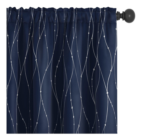 Navy Blackout Curtains  84 Inch Length  2 Panels  Sunli...