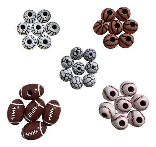 Abalorio Kit Balones 5 Modelos, 50 Pzs C/u , 250pzs Total Multicolor 1 Cm 1 Cm