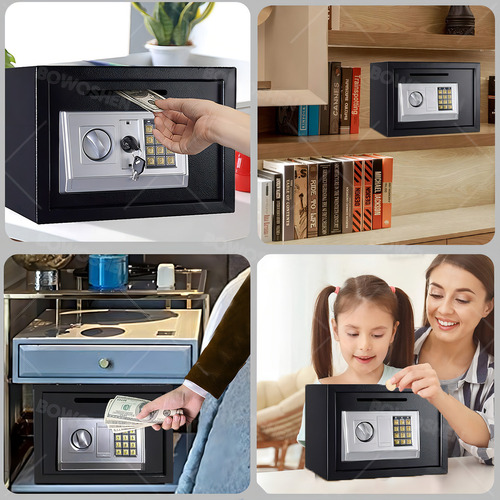 Caja De Seguridad Caja Fuerte Grande Combinación Y Llave Color Negro