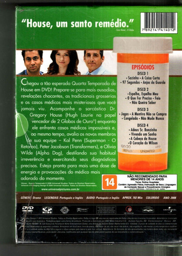 Box 4 Dvds - House - Quarta Temporada Completa
