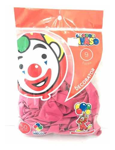 Bolsa Globo Látex Fiucha Fucsia Magenta 50 Pz Payaso Decora