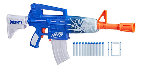 Nerf Fortnite Blue Shock Blaster, 10 Pinzas Para Dardos, 10