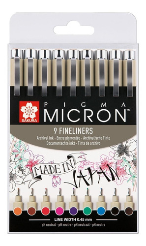 Sakura Pigma Micron 9 Colores Fineliners Made In Japan
