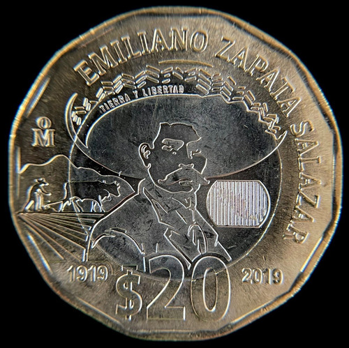 Mexico, 20 Pesos, 2019. Zapata. Bimetalica. Sin Circular