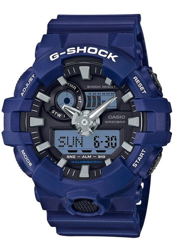 Relógio Casio G-shock Masculino Anadigi Azul Ga-700-2adr