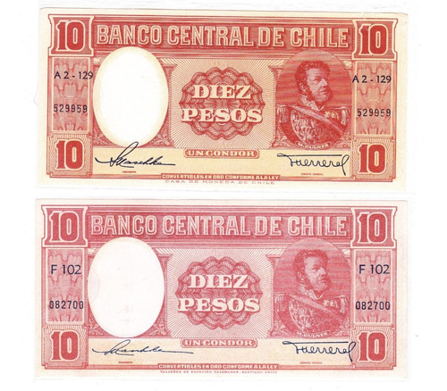 Billete De Chile  Diez Pesos Un Condor Convertible En Oro