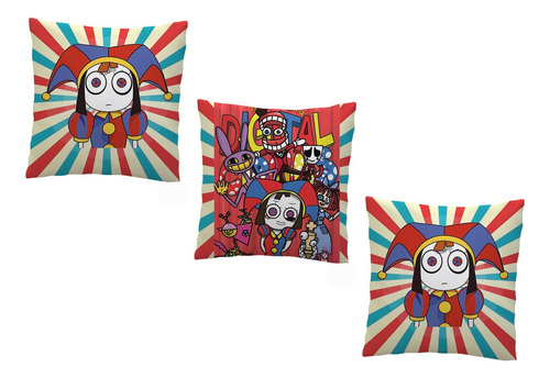 X3 Almohadas 30x30 Cm Amazing Digital Circus Pomni Zooble