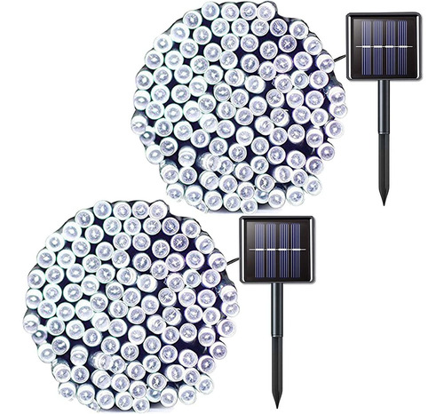 Cadena De Luces Solares 100leds 12 M Paquete De 2 Luces Bril