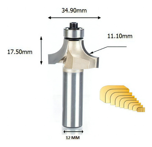 Fresa Quebra Canto Arredonda Canto Rolamento 12mm X 7/8