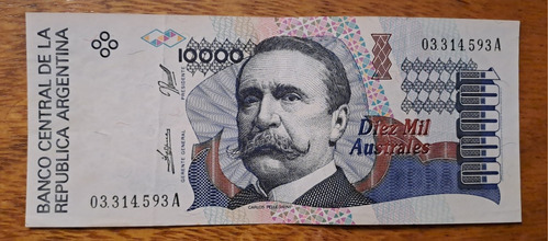 Bottero N 2878 Billete 10.000 Australes.. Muy Bueno+