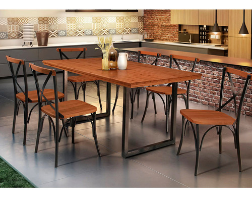 Sala De Jantar Laís 160cm Com 6 Cadeiras Laís Artluxo