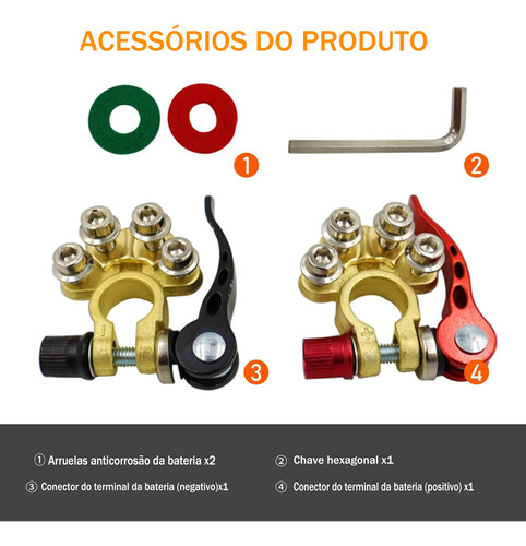 Conector Terminal De Bateria Com Engate Rápido Polo Trava
