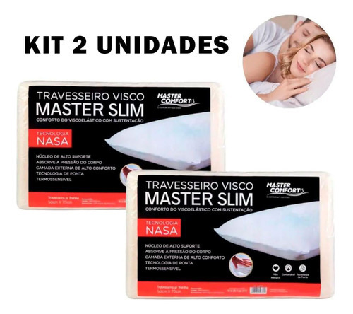Kit 2 Travesseiros Nasa Viscoelástico Master Slim Sono E