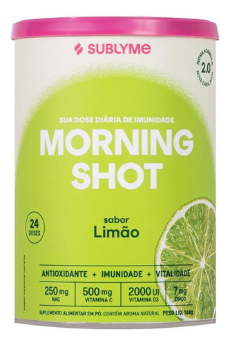 Morning Shot Matinal Sabor Limão 2.0 (144g) - Sublyme