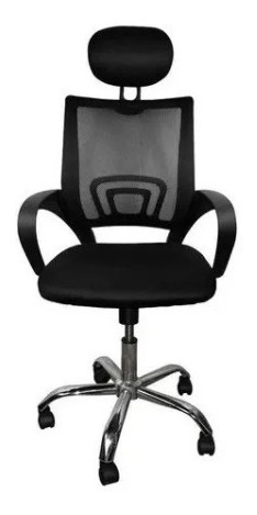 Imagen 2 de 4 de Silla Para Oficina Gerencial En Malla Negra Giratoria