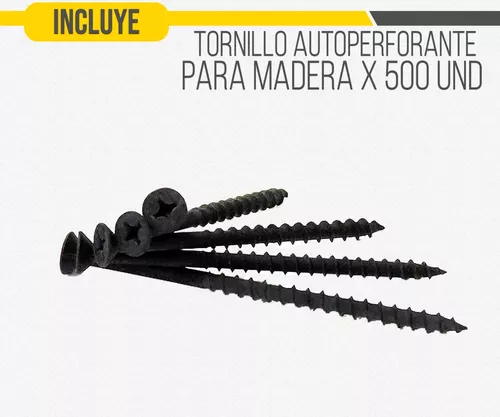 Tornillo Para Madera Autoperforante 6x1 3/4 Negro X 500 Uni.