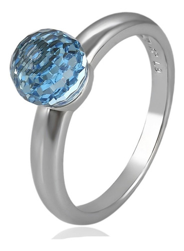 Anillo Oro 14k Lam Zirconia Azul Celeste Compromiso Regalo 