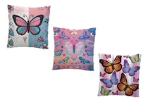 Comprar 3 Almohadones 30x30 Cm Mariposas Decoracion Nena Cuarto