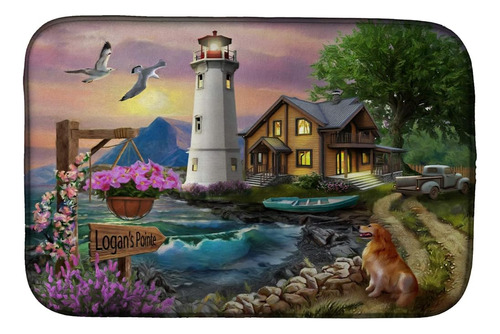 Logan's Pointe Lighthouse Golden Retriever Dish Secker Mat