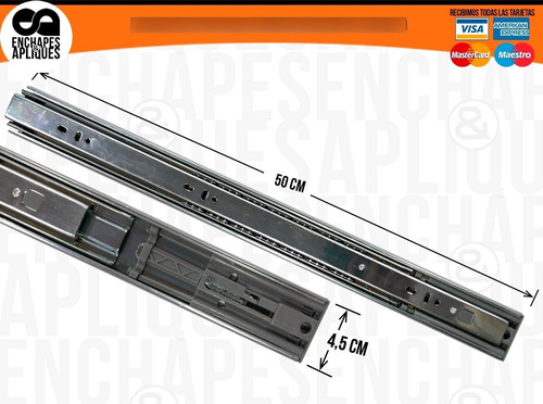 Imagen 2 de 4 de Corredera Riel Cajón Push Open 50cm (iva Incluido)