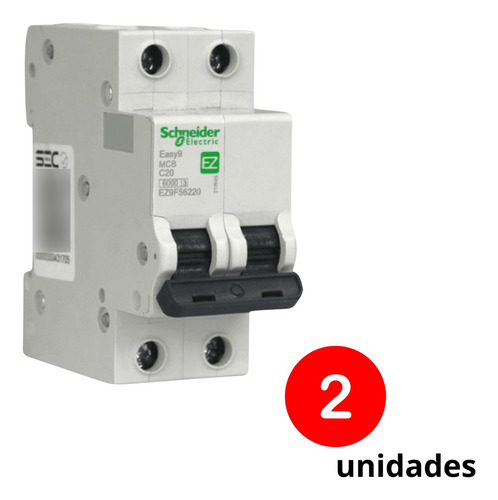 Pack-2 Int. Automatico Schneider Easy9 2x20a 6ka C Ez9f56220