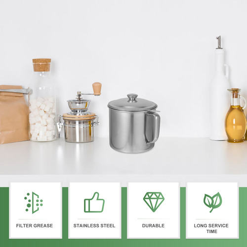 Copo De Armazenamento De Óleo De 1,4 L De Aço Inoxidável De
