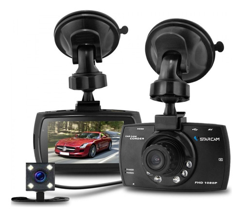 Camara Auto Testigo Mini Full Hd Doble Lente Vision Nocturna Video Filmadora Deportiva Color Negro