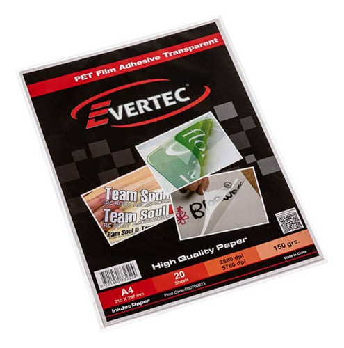 Evertec Papel Transparente Adhesivo A4 150gr X20 080700023