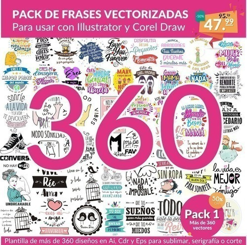 Kit 360 Plantilla Frases Vinilo Sublimacion Tazas Camiseta