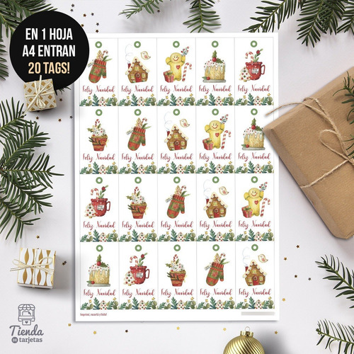 Imagen 3 de 3 de Etiquetas Tags Imprimibles Comida Galletitas Dulces Navidad
