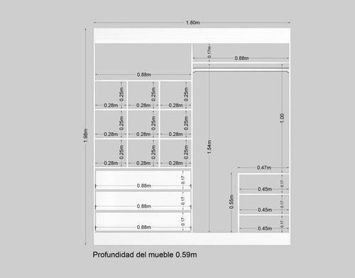 Placard Ropero Vestidor Corrediza 180x200 Espejo+