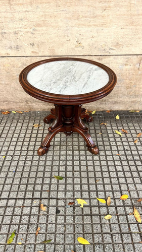 Mesa De Sala Auxiliar Con Marmol Estilo Victoriano Marrón (Usado)