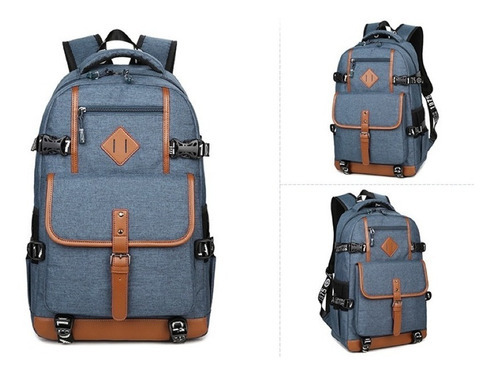 Mochila Escolar Reforçada Masculina Feminina Para Notebook Cor Azul