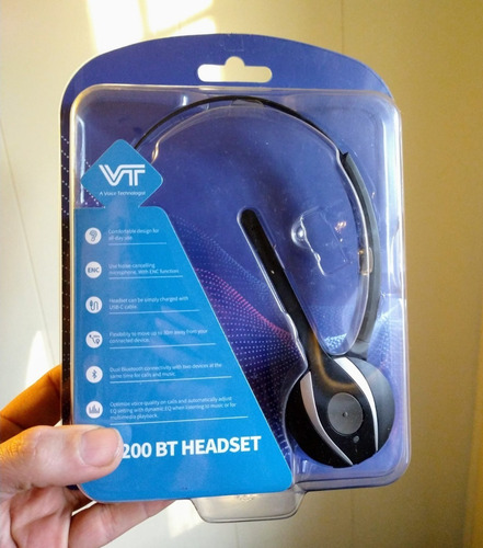 Auricular Vincha Vt9200bt Mono Bluetooth Inal C/mic Callcent Negro