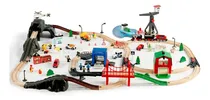 Comprar Juego Tren Madera 153 Piezas 6 Escenarios Juguete Ews