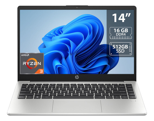 Laptop Hp 245 G10: Ryzen 3, 16gb, Ssd 512gb, 14 , W11h Color Plateado