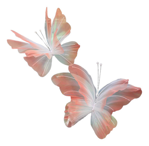 2 Uds Decoración De Mariposas Artificiales Mariposa Rosa