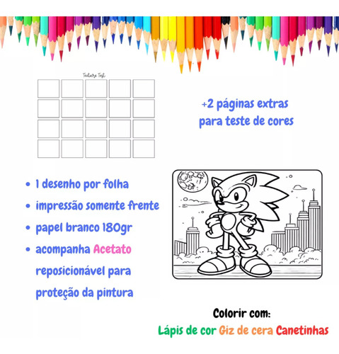 Livro Colorir Sonic Estilo Bobbie Goods 50 Folhas Capa Dura