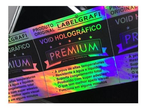 Lacre Void Holográfico Premium Personaliza 10x10mm 180un P/b