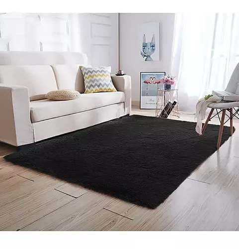 DIANA ALFOMBRA NEGRA PELUDITA 2x240 cm SUAVE UNICOLOR SUAVE ANTIDESLIZANTE