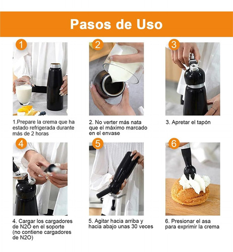 Máquina Para Batir Nata Con Sifón Fresh Cream De 500 Ml