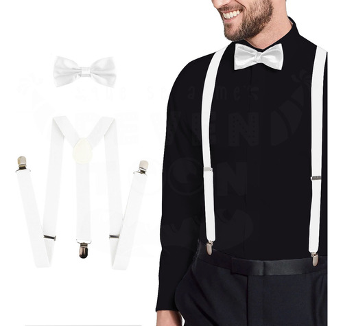 Tirantes Suspenders Moño Corbatín Fiesta Boda Elegante Novio