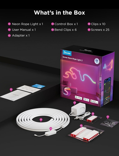 Tira Led Neón Smart Govee Neon Rope Light 2 Rgbic 3 Metros